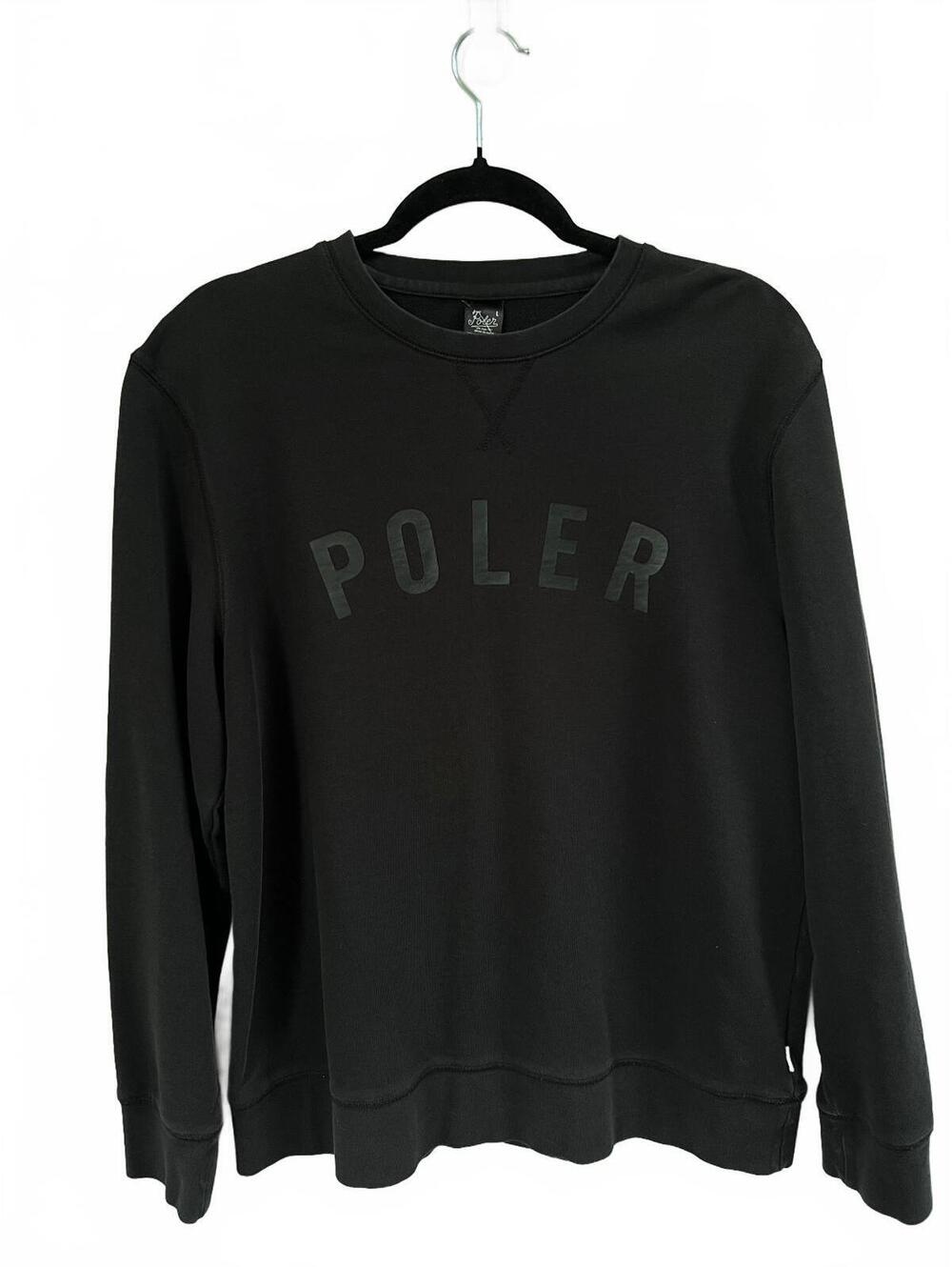 Poler Portland Black Camp Vibes Crewneck Sweatshirt Faded Size Women's Large